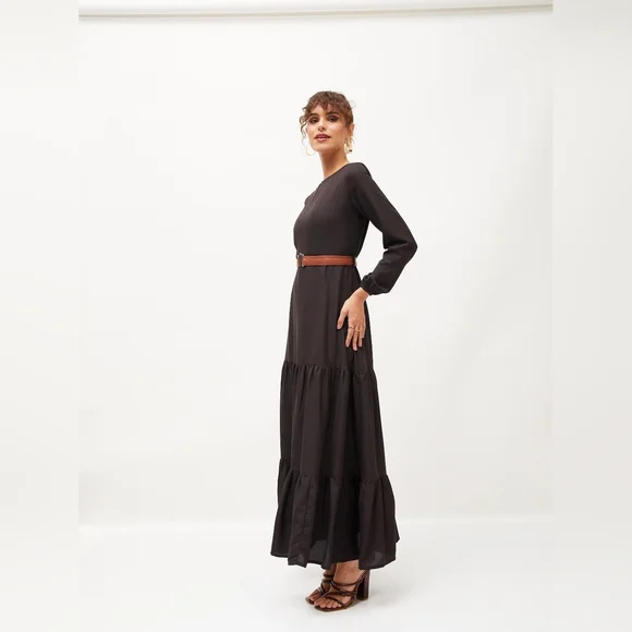 Alexandria: Belted Tiered Maxi Dress - Picture 6 of 6